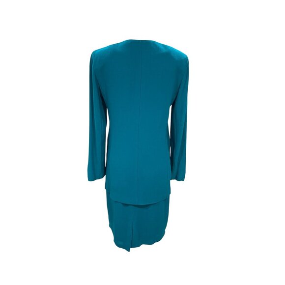 Sarah Alexander Teal Skirt Suit Set Size 4 6 Vintage Career Mod Retro Minimalist - Picture 7 of 12